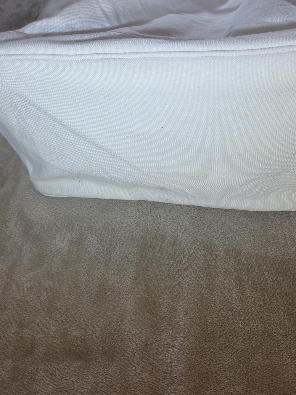 Ralph Lauren White Canvas Tote with Blue and Yellow Striped Handles - Picture 4 of 7